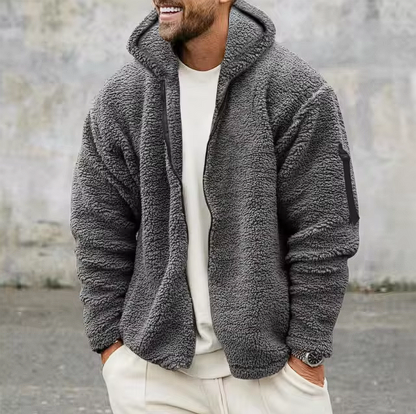 Veste en peluche douce à capuche