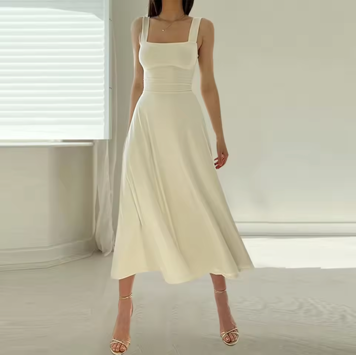 Robe Été Blanc Décolleté pour Femme - LuxeStyle