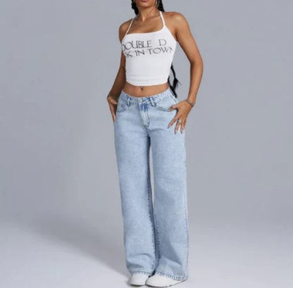 Jean Détendu pour Femme avec Nœud à la Ceinture