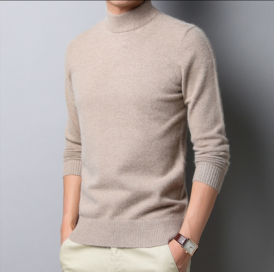 Pull Homme Laine Mocha Col Roulé - LuxeStyle