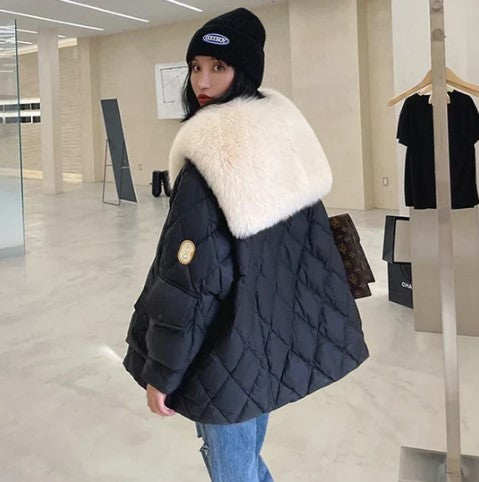 Veste Hivernale Femme À Col Fourrure Synthétique Fermeture Éclair - LuxeStyle