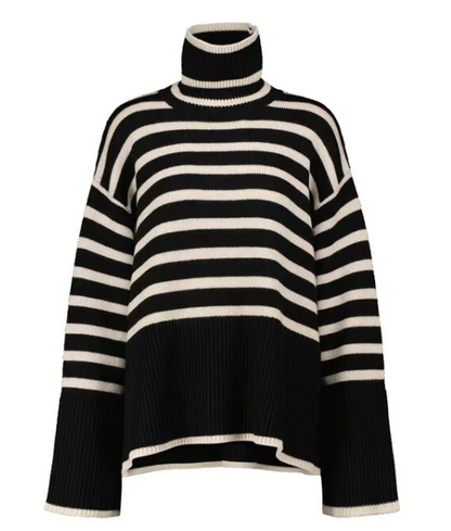 Pull Femme Rayé Col Roulé décontracté