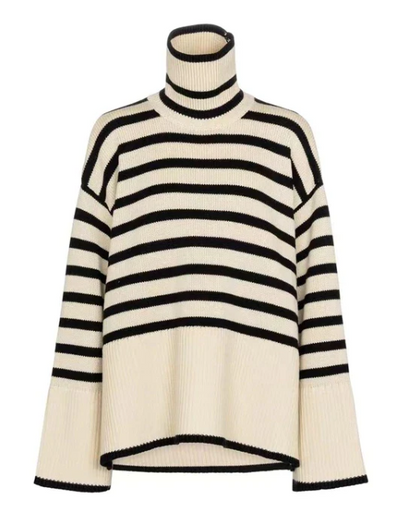 Pull Femme Rayé Col Roulé décontracté
