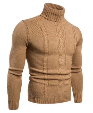 Pull Col Roulé Élégant à Trame Texture pour Homme Hiver - LuxeStyle