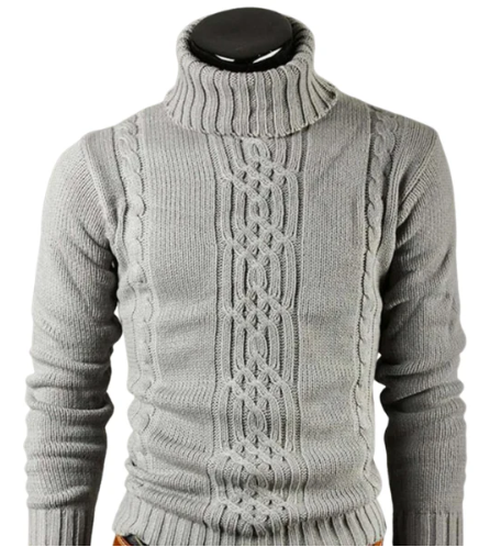 Pull Col Roulé Élégant à Trame Texture pour Homme Hiver