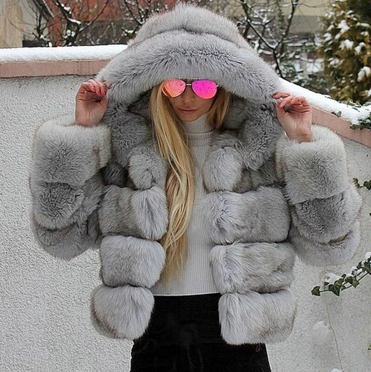 Veste Hiver Doublée Fourrure Synthétique pour Femme - LuxeStyle