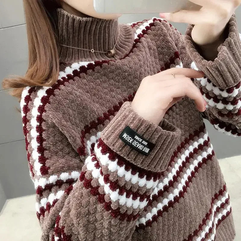 Pull Femme Col Montant Élégant Hiver