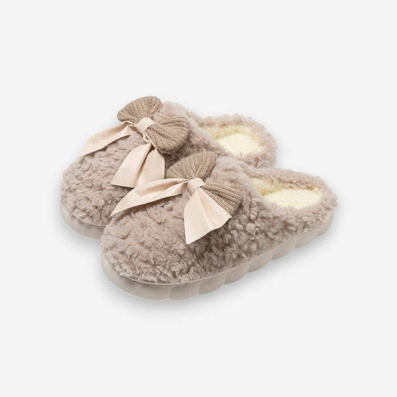 Chaussons Douillets à Bout Arrondi avec Nœud Charmant