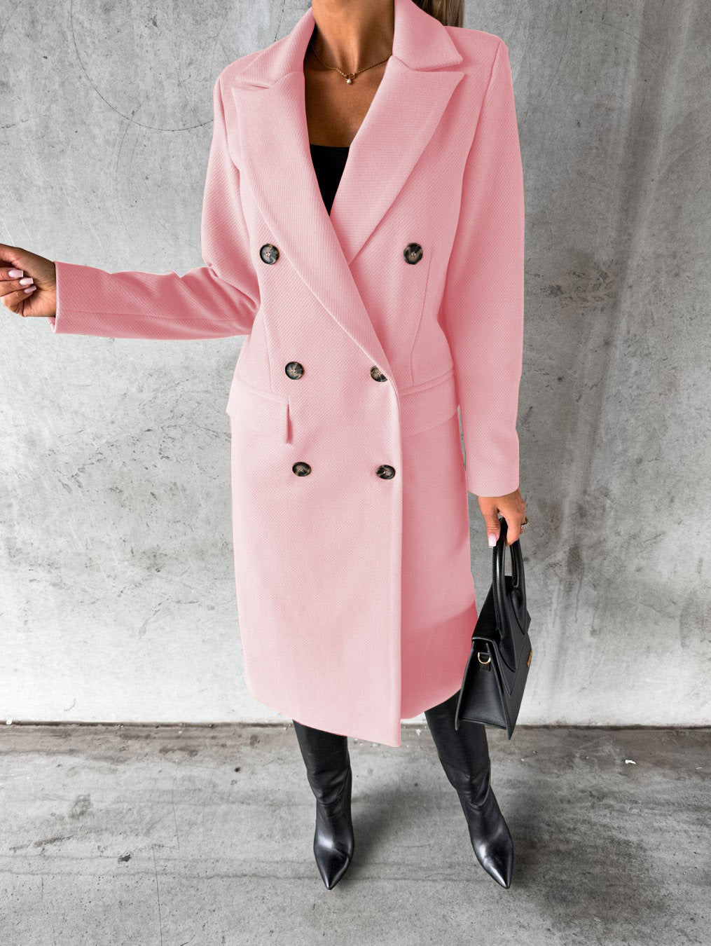 Manteau femme classique boutonné long