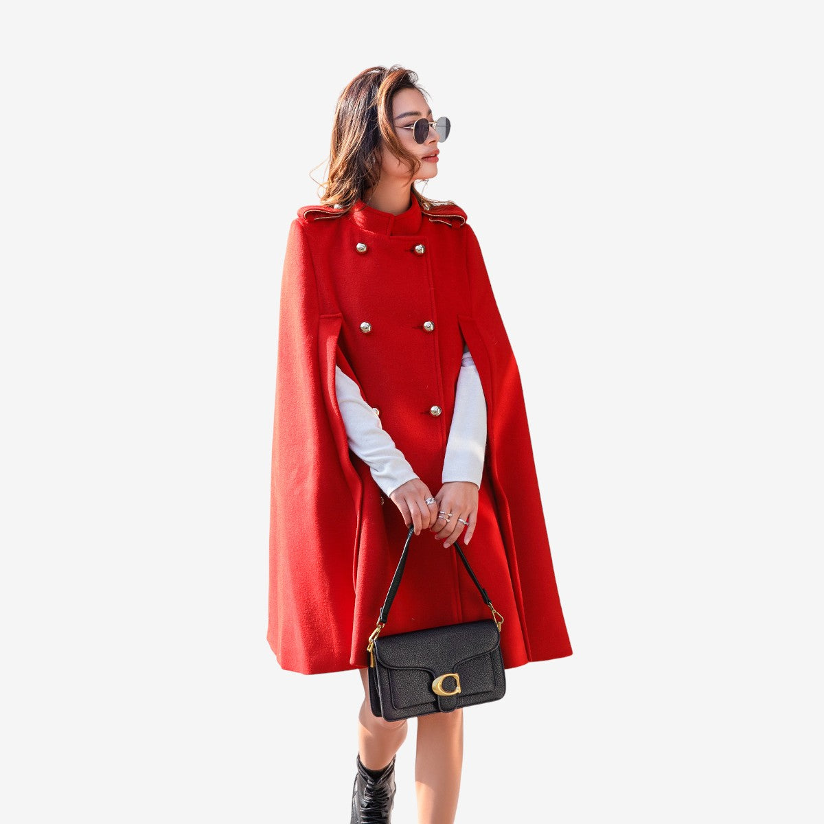 Manteau Femme À Manches Longues Double Fermeture Col Montant - LuxeStyle