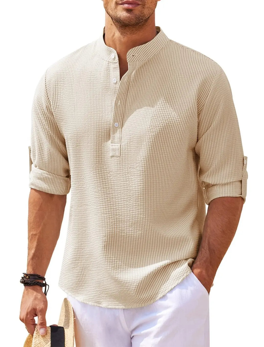 Chemise Homme Relaxe à Manches Longues avec Col Traditionnel