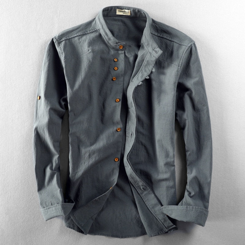 Chemise Homme Classique Manches Longues Bleu Foncé
