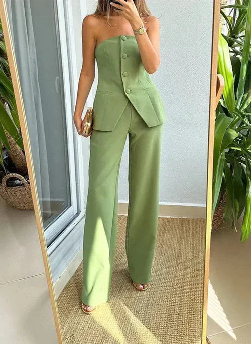 Ensemble Top Et Pantalon Élégant Pour Femmes - Tenue Décontractée Chic