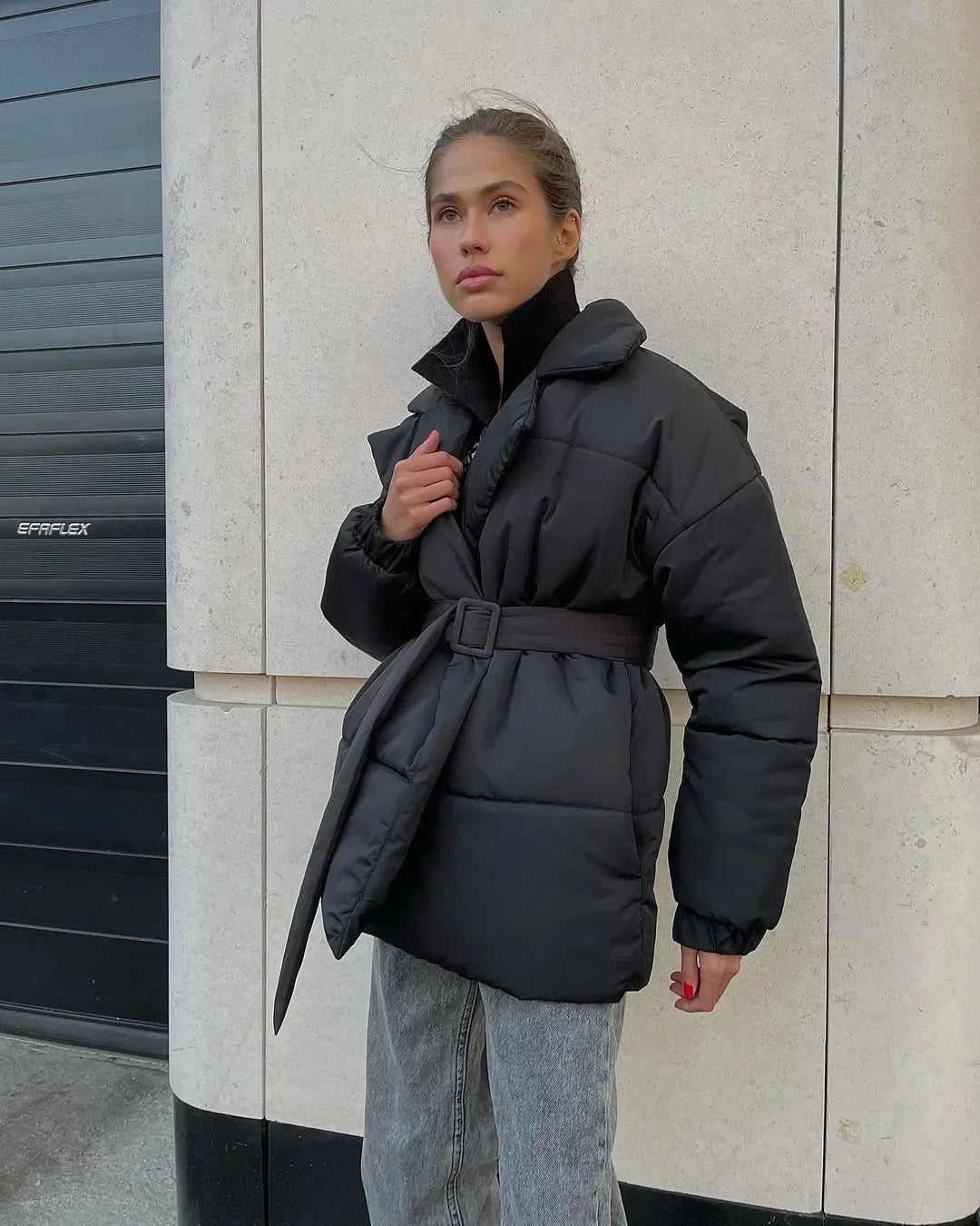 Manteau Hiver Féminin Élégant avec Ceinture pour Femme