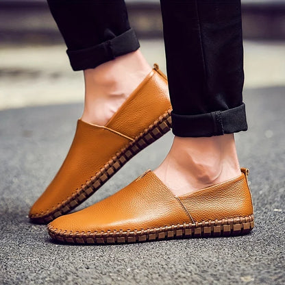 Bottines en cuir marine décontractées pour homme