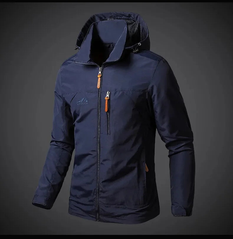 Veste Étanche Style Sportif à Capuche pour Homme