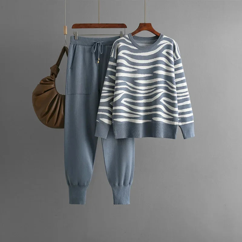 Ensemble Femme Cachemire Zébré Élégant & Douillet