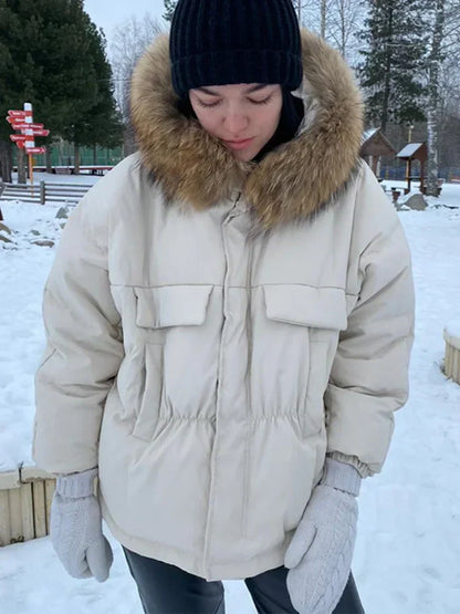 Manteau Femme Élégant à Col Arrondi pour Hiver