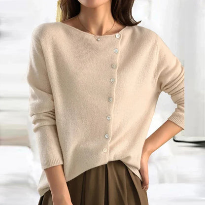 Cardigan Femme Laine Gris Boutons Élégant