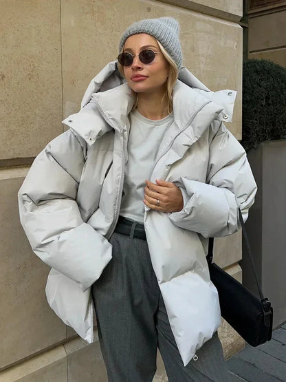 Manteau Hiver Élégant avec Capuche et Poches pour Femme