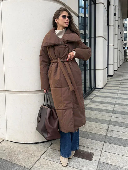Manteau Hiver Élégant Doublé avec Ceinture pour Femme - LuxeStyle