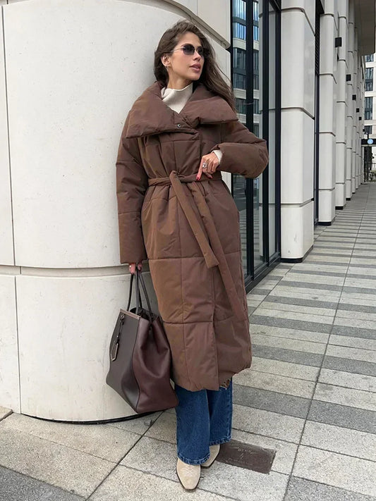 Manteau Hiver Élégant Doublé avec Ceinture pour Femme - LuxeStyle