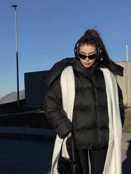 Parka Femme Hiver Élégante avec Capuche et Poches
