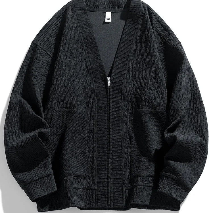Cardigan Zippé Élégant Manches Longues