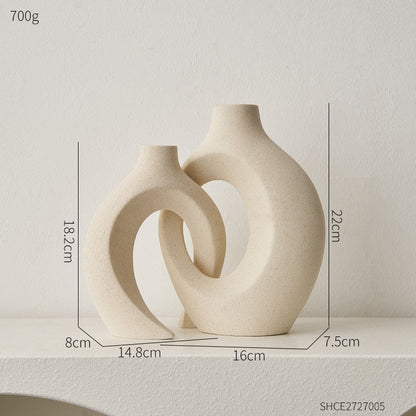 Vase Céramique Chic avec Fleurs Séchées