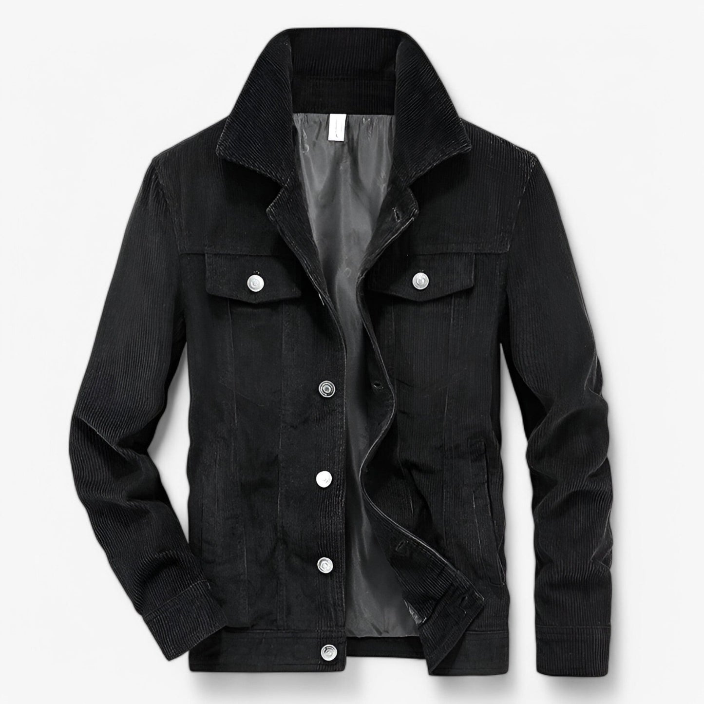 Veste en Velours Doux à Manches Longues et Poches Profondes