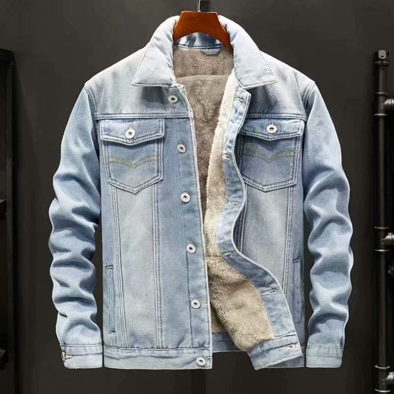 Veste Hiver Denim Stylish avec Doublure Chaude