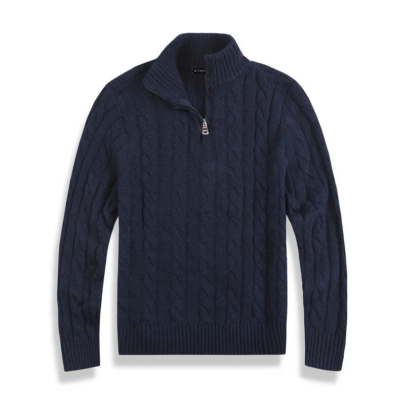 Pull En Laine Mélangée Gris Homme Col Zippé