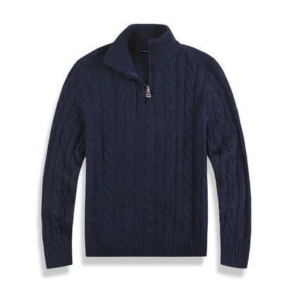 Pull En Laine Mélangée Gris Homme Col Zippé