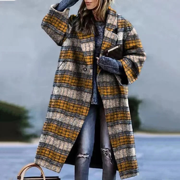 Manteau femme à carreaux colorés hiver