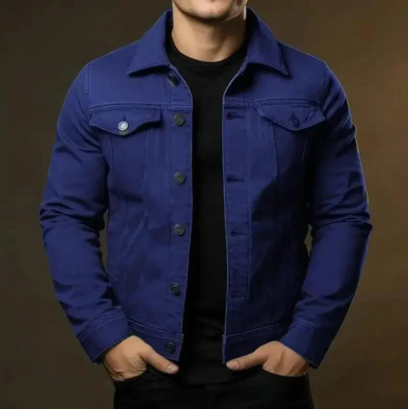 Veste Jean Classique Homme avec Poches et Fermeture Éclair Pour Printemps