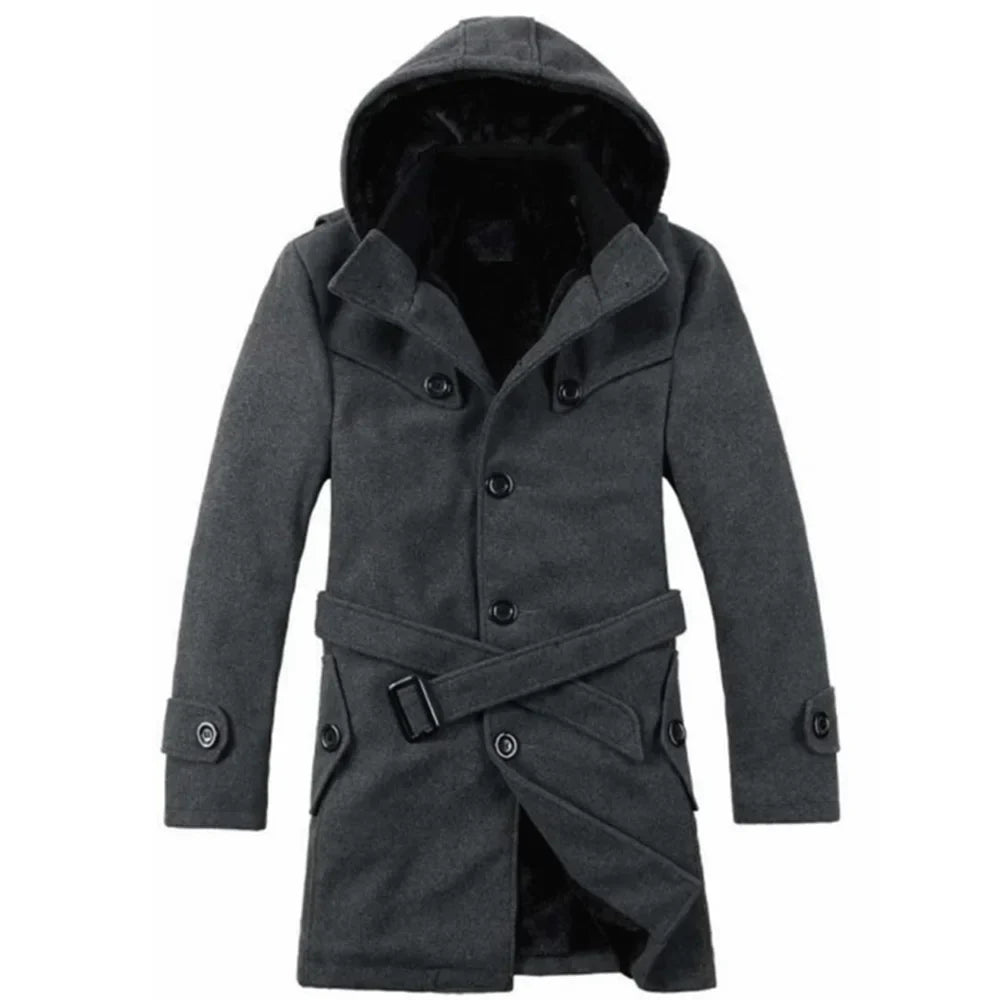 Imperméable Classique Homme avec Capuche et Ceinture - LuxeStyle