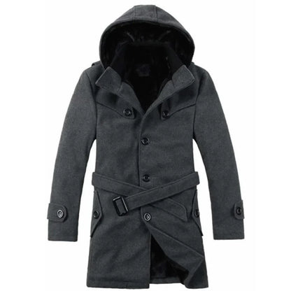 Imperméable Classique Homme avec Capuche et Ceinture - LuxeStyle
