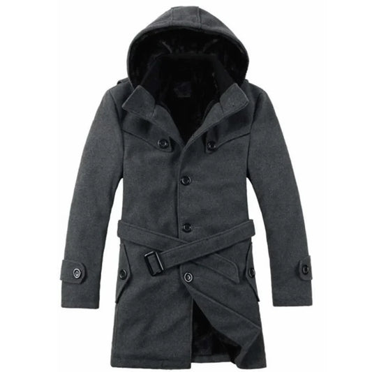 Imperméable Classique Homme avec Capuche et Ceinture - LuxeStyle