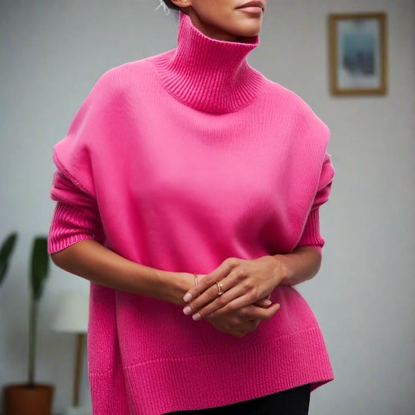 Pull Femme Col Roulé Bleu Ciel