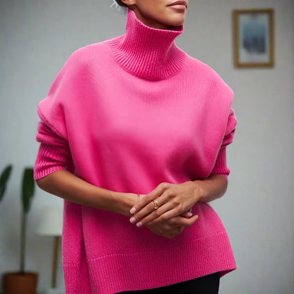 Pull Femme Col Roulé Bleu Ciel