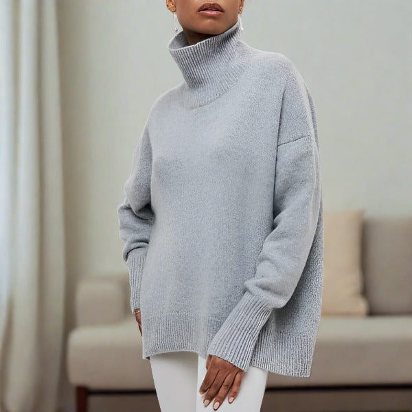Pull Femme Col Roulé Bleu Ciel