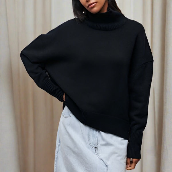 Pull Femme Col Roulé Bleu Ciel
