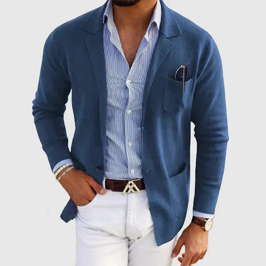 BlazeElegance™ – Blazer Homme Décontracté en Bleu Marine Polyvalent