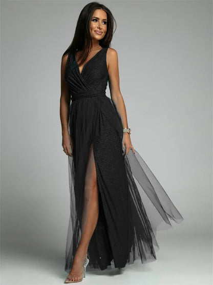 Thea™ – Robe Femme Élégante Col en V Style Chic Ourlet Fendu