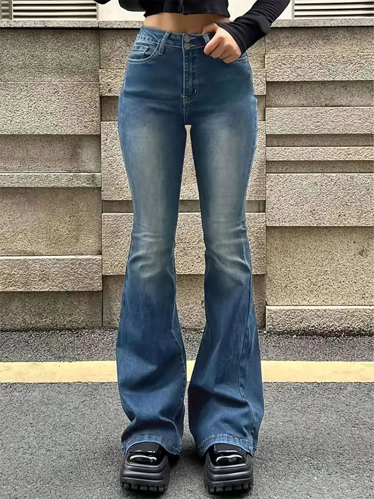Jean Femme Droit Confort avec Poches Côtés