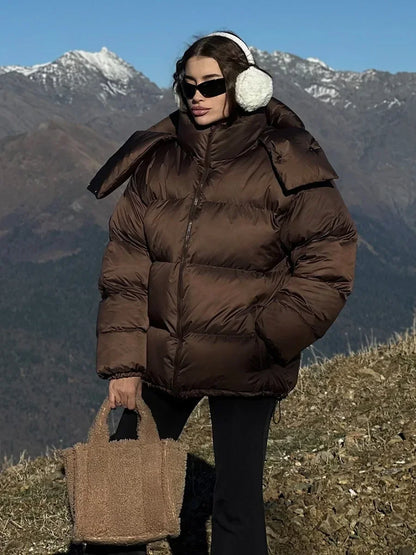 Parka Femme Hiver Élégante avec Capuche et Poches