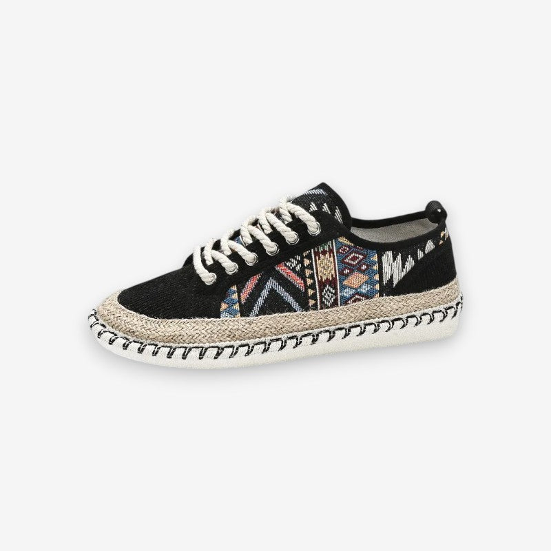 Chaussures Femmes à Lacets Plates et Rondes Imprimées - LuxeStyle