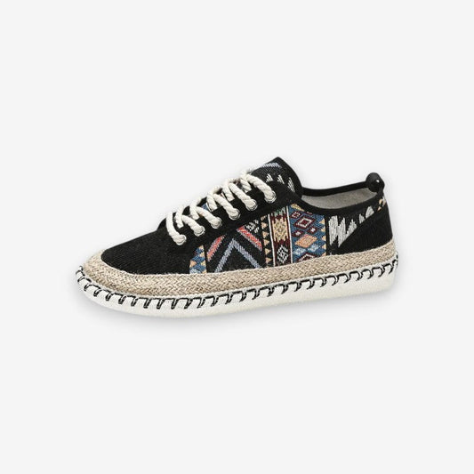 Chaussures Femmes à Lacets Plates et Rondes Imprimées - LuxeStyle