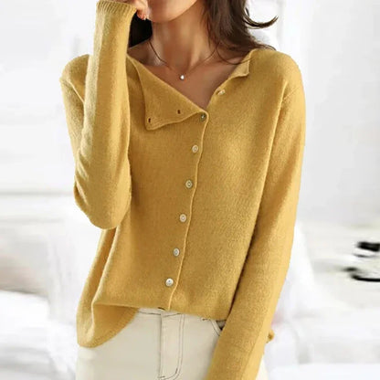 Cardigan Femme Laine Gris Boutons Élégant