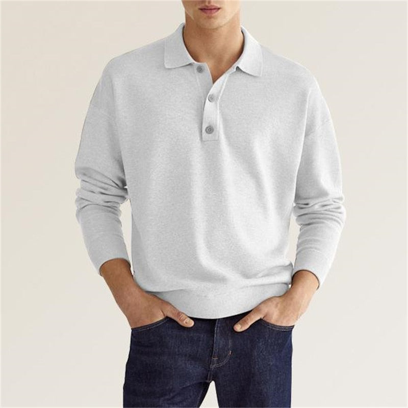 Polo Homme Olive Manches Longues Décontracté